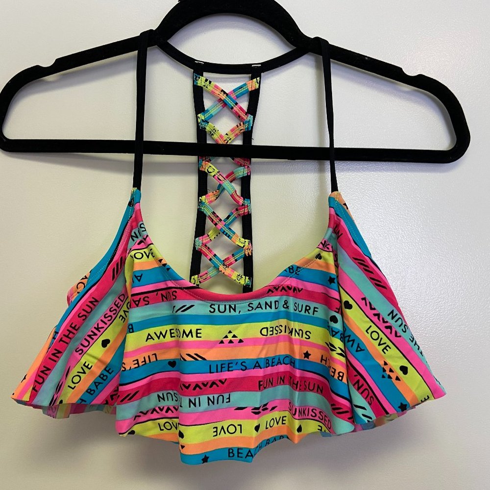 Bongo Floral Bikini Top Juniors Size M..Sun, Sand & Surf NEW